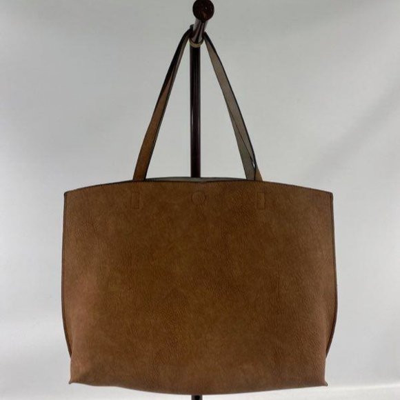 Antik Kraft Women Vegan Leather Double Handle Tote Bag & Taupe Clutch Purse Set - Picture 1 of 6